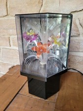 LAMPE OCTOGONALE FIBRE OPTIQUE FLEURS QUI TOURNENT VINTAGE