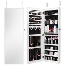 Uimoso Armoire à Bijoux Mural avec Miroir Organisateur Verrouillable 108cm Blanc
