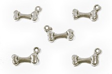 LOT 5 CHARMS/BRELOQUES  plaqué argent : os 15*6mm (01)