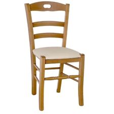 Chaise Loris En Noyer Clair Avec Assise En Similicuir Crème Beige