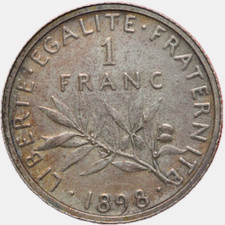 #16576 - 1 franc 1898 Flan Mat Semeuse SUP