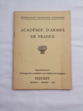 Académie d'armes de France - Questionnaire - Fleuret - Escrime