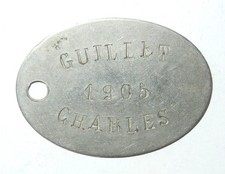 PLAQUE D'IDENTITÉ D'UN SOLDAT