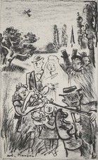 André PLANSON : Parade nuptiale, Lithographie originale signée