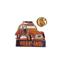 Pin's pins lapel pin enamel Voiture Citroën 2cv 2 cv cross WEEK-END Signé