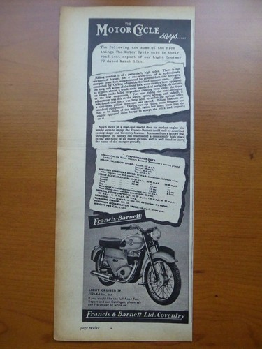 1961 pub francis barnett - &,