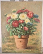 Huile sur toile signée : bouquet de fleurs suiveur de BRUNEL-NEUVILLE