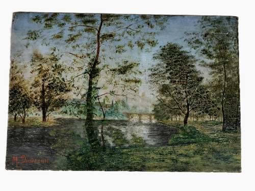 Ancien tableau huile sur - tableau, ,