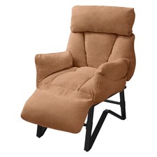 Fauteuil relax marron en lin rembourré avec repose-pied et accoudoirs réglables