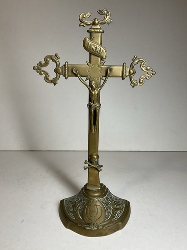 Ancienne croix autel bronze - ancienne,