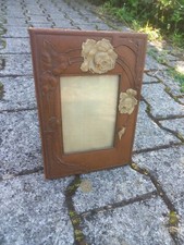 cadre photo ancien art nouveau en cuir fleurs art deco