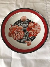 Hermès Rare Plat De service modèle Pivoines Rouge Noir -D.29,5 Cm Hauteur 5,5 Cm