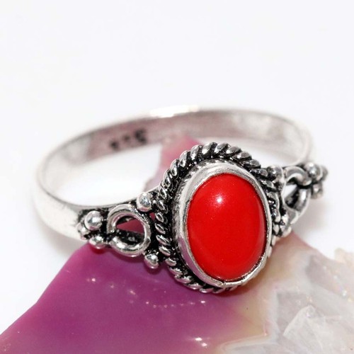 Bague plaqué argent corail - argent,