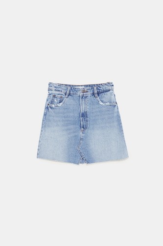 Mini jupe taille haute jean - mini,