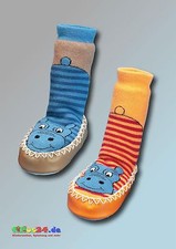 Playshoes Chausson D'Hiver Hippopotame En Orange Et Bleu Taille 17 À 34