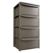 Commode 4 tiroirs Marron Meuble de Rangement Chambre Bureau Buanderie ArtPlast