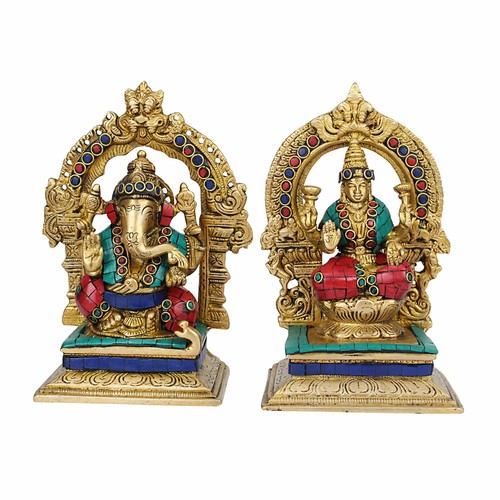 Laiton laxmi ganesha idol - laiton,