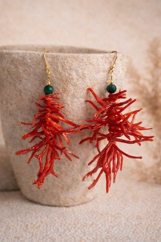 Boucles oreilles corail - d’oreilles, en