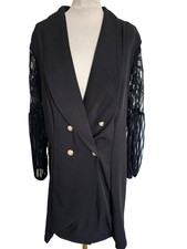 VESTE LONGUE LEGERE NOIRE MANCHES DENTELLE SHEIN CURVE TAILLE 0XL OU 44 NEUVE