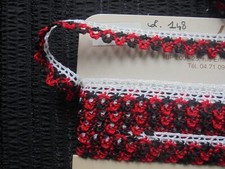 Ruban de dentelle en coton rouge/noir pour couture/confection tissu Long 4,65 m