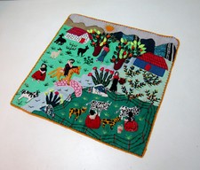 Tenture murale ethnique ouvrage en relief Vintage bohème 48x48cm