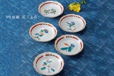 Kutani Yaki Article Japonais Plaque Plat Set 5 Hana Goyomi Fleur 1.2m Japon