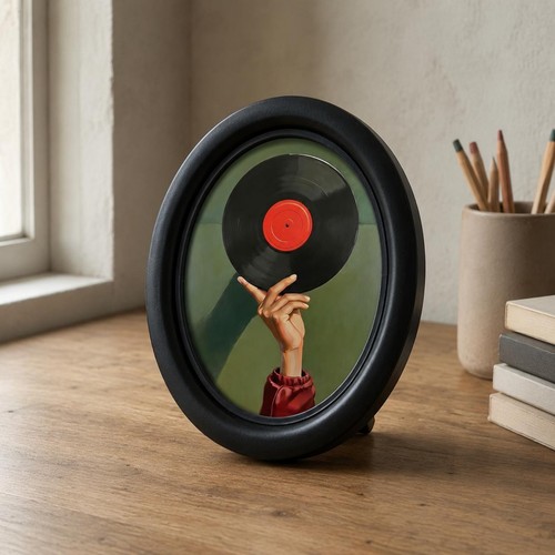 Cadre photo ovale noir - cadre,