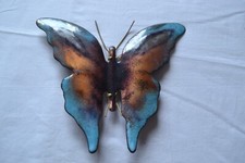 PAPILLON EMAUX BLEU TURQUOISE LIMOGES SANS MARQUE VINTAGE