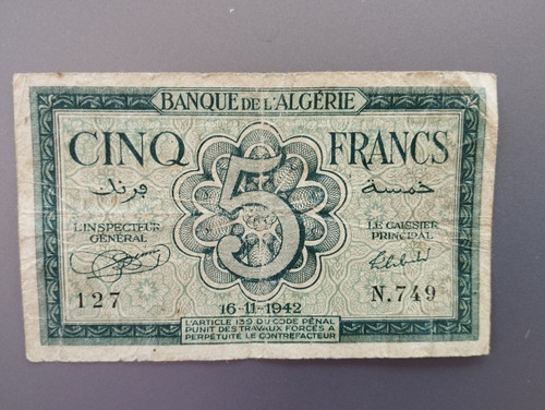 393 billet 5 francs - -,