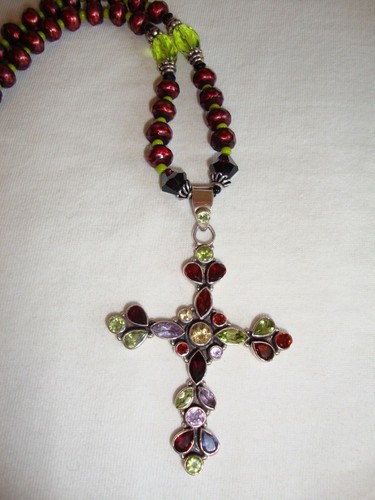 Sterling silver cross pendant - silver,