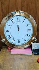 Ancien hublot de navire marine 20" en laiton avec horloge décor horloge...