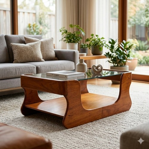 Table basse vintage - basse, verre