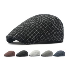 Casquette plate homme coton à carreaux casquette plate chapeau béret Gatsby