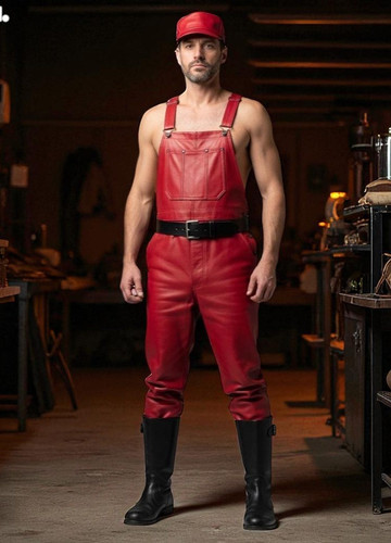 Salopette homme rouge cuir - salopette,
