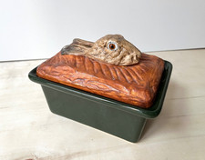 Antique rabbit French tureen by Pillivuyt France, porcelain roasting dish