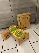 MOBILIER DE MAISON DE POUPEE ENSEMBLE ARMOIRE  LIT  CHEVET