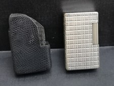 Briquet DUPONT métal argenté + étuis cuir