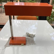 GRANDE LAMPE DE BUREAU ANCIENNE ORANGE EN METAL VINTAGE
