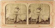 Paris Danse orientale France Photo Stereo Diorama Vintage Albumine