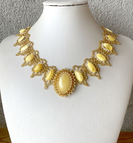 Collier fleurs ambre - collier,