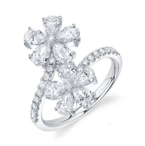 Diamant bague fleur - diamant, or
