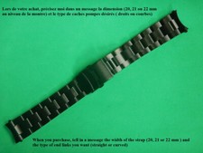 20 21 22 mm BRACELET "OYSTER" ACIER NOIR PVD BOUCLE DÉPLOYANTE RABAT & POUSSOIRS