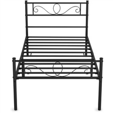 Cadre de lit Simple en Métal Assemblage Simple pour Petits Espaces Adultes Noir