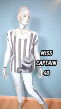 Miss Captain Trend Taille 40 Blouse manches courtes blanc gris femme Tee