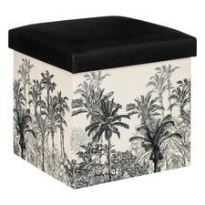 Pouf Pliable Vintage "Benicio" 38cm Noir & Blanc