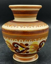 QUIMPER HB VASE BRETON VINTAGE EN CAMAIEU DE BRUN H 15cm ca 1960 EMAUX MATS