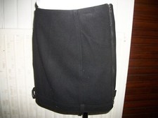 Mini jupe droite courte laine noir SARAH PACINI size 0 36/38 Bas à passants