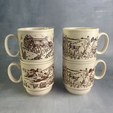 KILNCRAFT ENGLAND 4 tasse mug décor campagne chevaux chasse pêche cottage