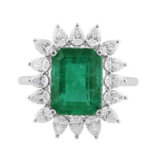 Halo diamant émeraude - diamant,
