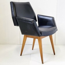 FAUTEUIL VINTAGE 1950 EN SKAI METAL & HETRE 50' FIFTIES ROCKABILLY 50's RETRO